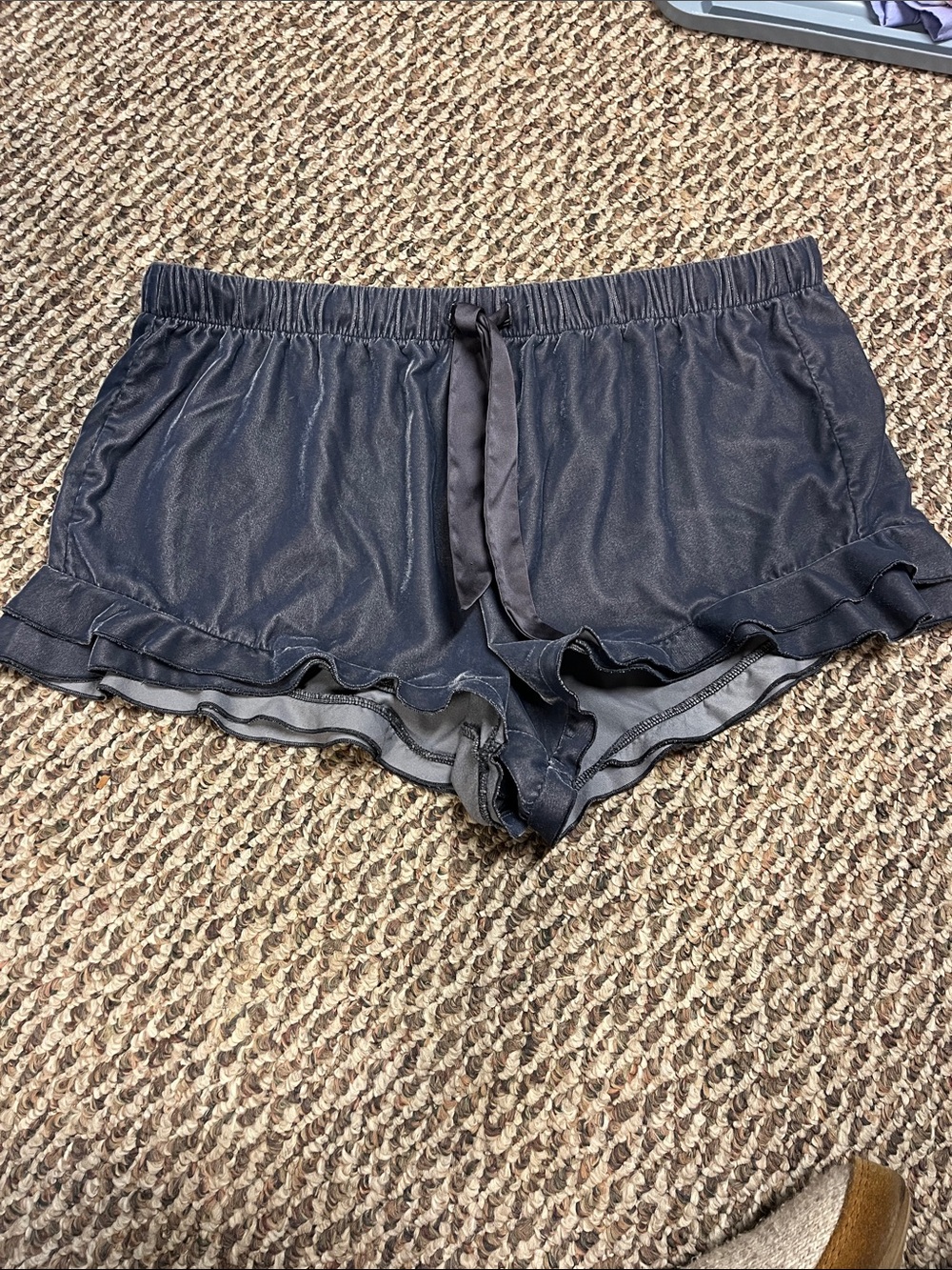 Women's Gray/Navy Ruffle Trim Sleep Shorts